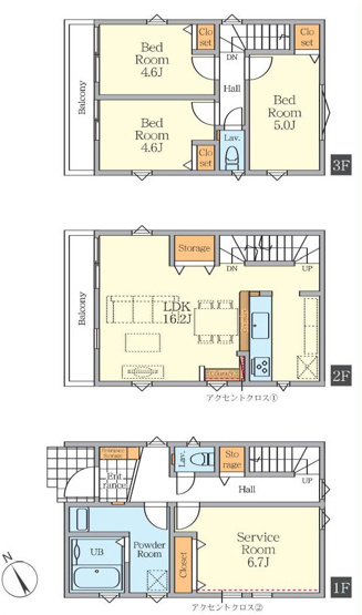 【間取り】 | 新築戸建の3LDKは、人気の間取りとなるため、数多くの物件を取り揃えています。広いリビングルームは、家族だけでなく、知人を呼んでの食事会にも対応可能です。3部屋あるので、子供部屋にすることも可能です。