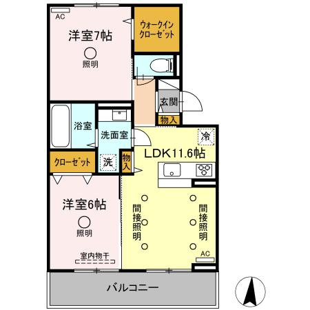 熊本市南区御幸笛田３丁目のアパートの間取り