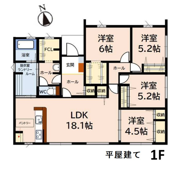 【間取り】 | 糟屋郡宇美町とびたけ3丁目2期・平屋　1号棟（全1棟）【仲介手数料無料・0円】 | 平日、土日祝日もお好きな日時にご見学可能です。お気軽にお問合せ下さい。