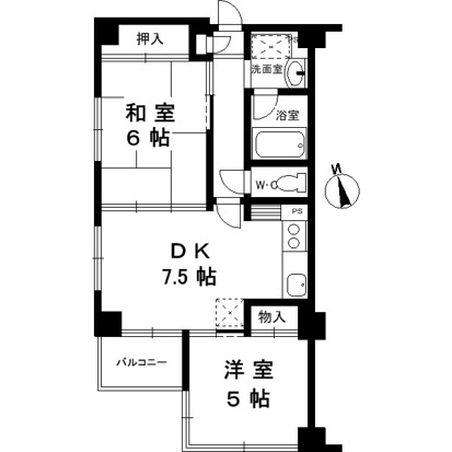 神戸市東灘区御影１丁目の賃貸マンションの間取り