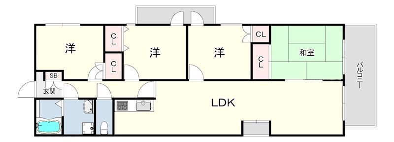 西宮市上ケ原山手町の賃貸マンションの間取り