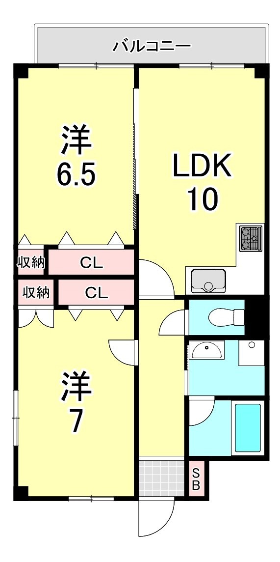 西宮市南郷町の賃貸マンションの間取り