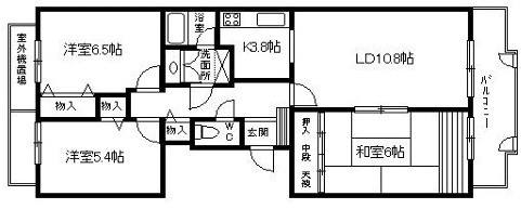 神戸市東灘区西岡本６丁目の賃貸マンションの間取り