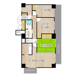 西宮市久保町の賃貸マンションの間取り