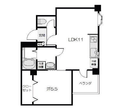 芦屋市業平町の賃貸マンションの間取り