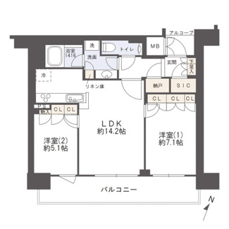 【間取り】 | ザ・ファインタワー梅田豊崎 | 【間取り】11F・南向き住戸！クローゼット＋納戸など収納が充実◎