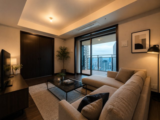 グラングリーン大阪THE NORTH RESIDENCE　扇町小学校の居間・リビング|※掲載画像の一部はAIによるホームステージングイメージです。実際には家具・家電は設置されておりません。