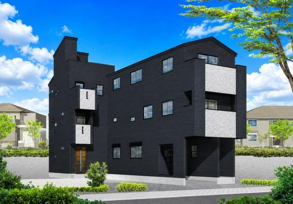 川崎市川崎区小田４丁目の新築一戸建の完成予想図|外観のイメージパースです。
お洒落な外観で完成が楽しみです。