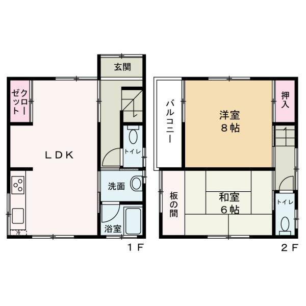 和歌山市杭ノ瀬の中古一戸建の間取り