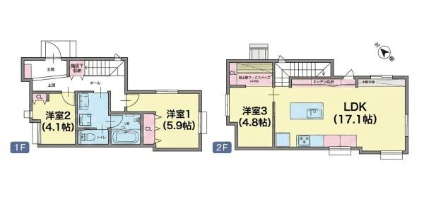 横浜市港北区師岡町の新築一戸建の間取り