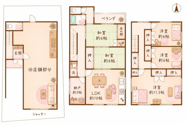 伊加賀西町　中古一戸建ての間取り