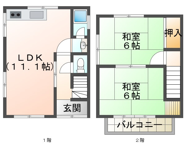 歌敷山2丁目貸家の間取り