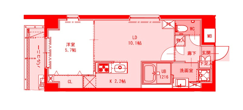 横浜市南区井土ケ谷下町の賃貸マンションの間取り