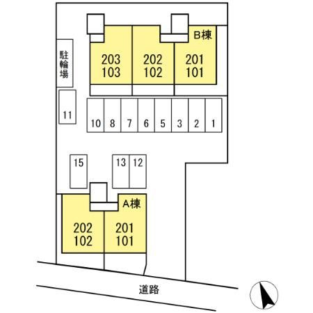 ルミエール楡木　A棟の区画図
