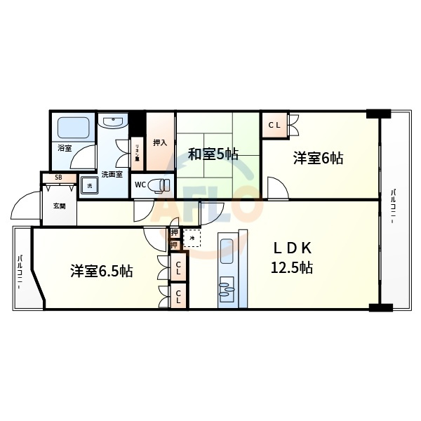 プラネ・ルネスプリングスタワー大阪　玉造小学校区の間取り|プラネ・ルネスプリングスタワー大阪　間取り