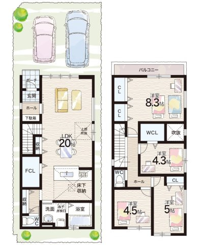 ■尼崎市西難波町　第2期　新築一戸建ての間取り|2号地