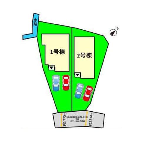 太宰府市坂本1丁目第2-2棟（1号棟）の区画図|配置図（1号棟）