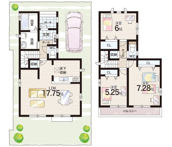 川西市西多田　新築一戸建ての間取り