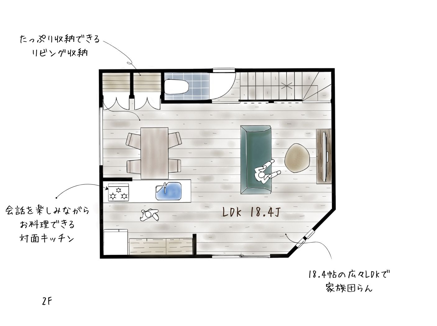大阪市鶴見区緑1丁目　1号棟モデルハウスの間取り