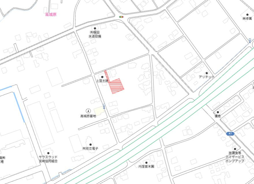 都城市高城町大井手の売地の土地図