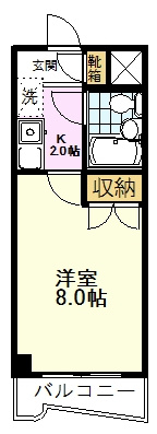 【間取り】 | 雅ビル | 雅ビル、203号室、１K