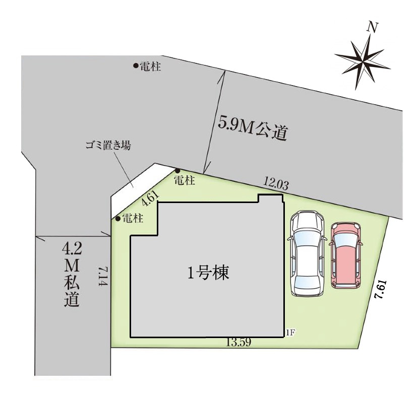 [新築住宅] 熊谷市佐谷田 全1棟の区画図