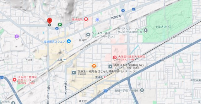 高槻市天神町２丁目の賃貸マンションの地図