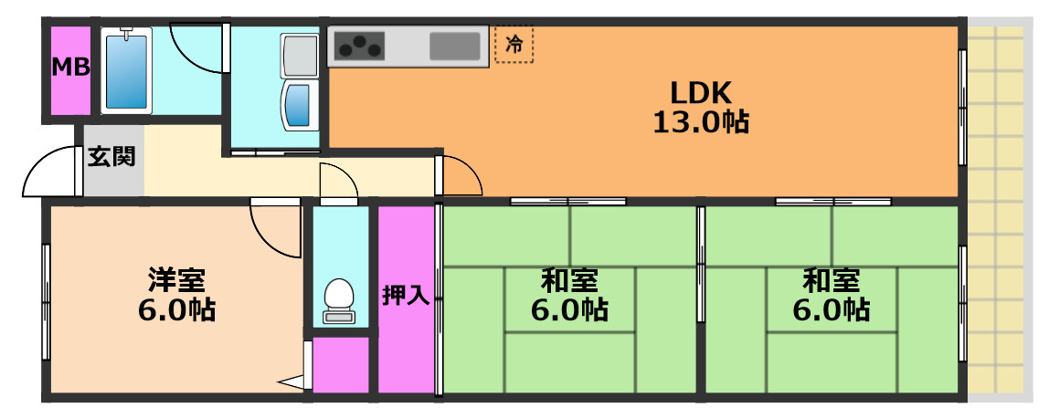 高槻市天神町２丁目の賃貸マンションの間取り