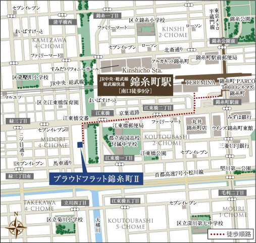プラウドフラット錦糸町Ⅱの地図