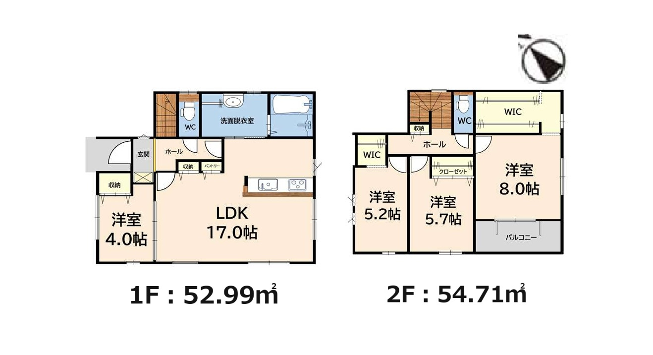 糟屋郡篠栗町中央5丁目第4-1棟（1号棟）の間取り|全居室収納付きで便利です。
