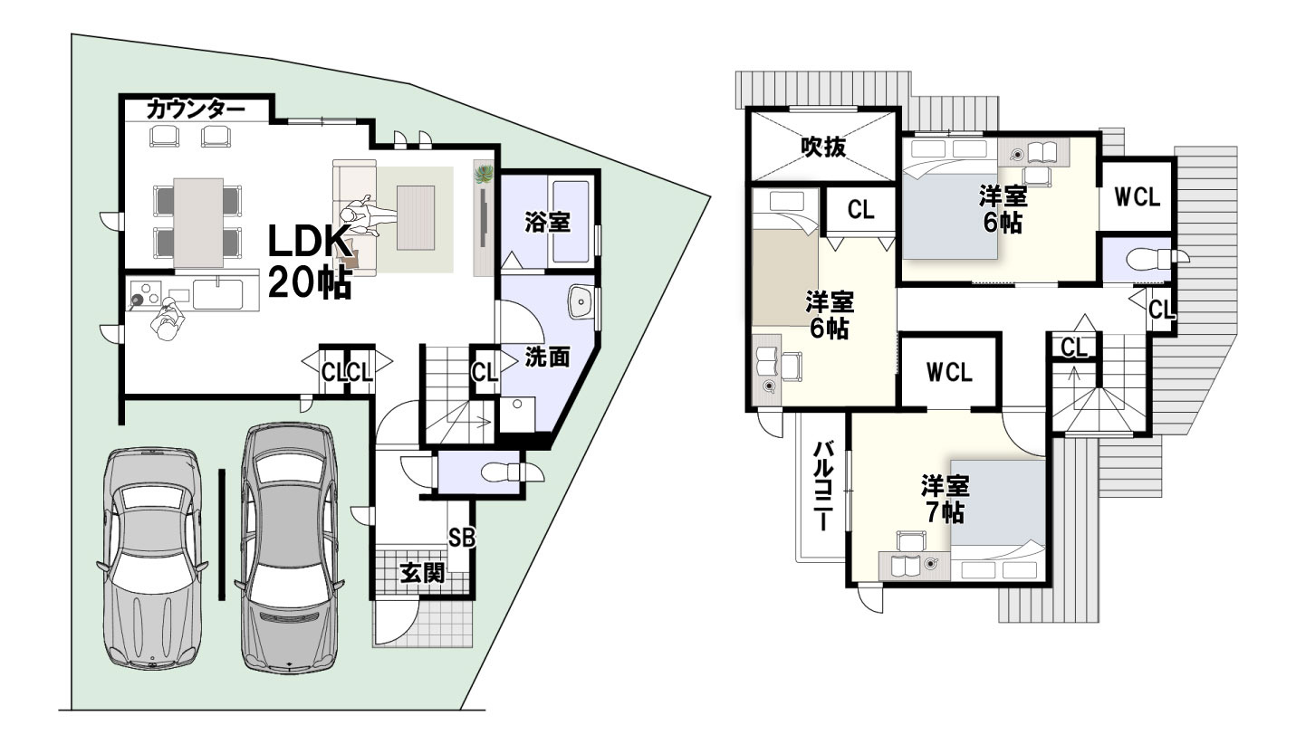 安倉北1丁目　建築条件付土地の参考プラン|新築参考プラン/建物面積95.78㎡、建物価格1899万円