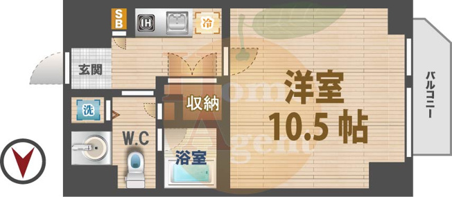 【間取り】 | エクセラ中野 | 1Kのお部屋です。