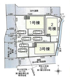 【区画図】 | 開成町延沢　新築戸建て　全3棟　