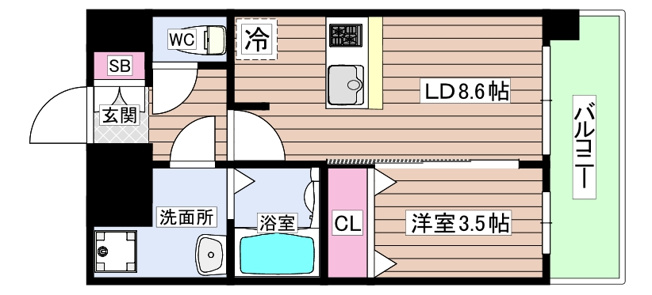 【間取り】 | プレサンス京橋GREEN　YARDアルミラ
