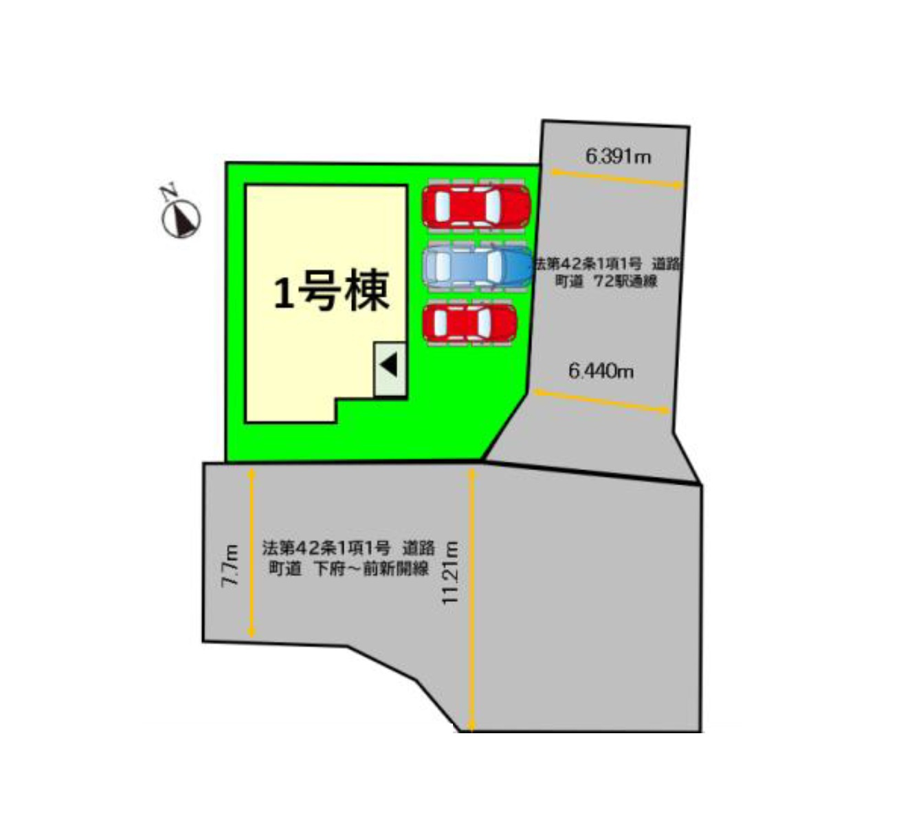 糟屋郡新宮町下府5丁目第1-1棟（1号棟）の区画図|配置図