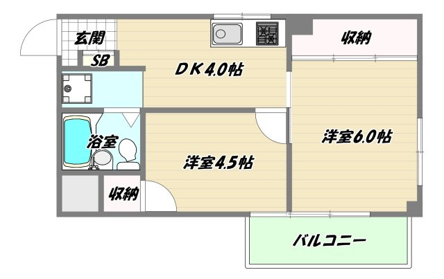 大阪市淀川区木川東３丁目の賃貸マンションの間取り