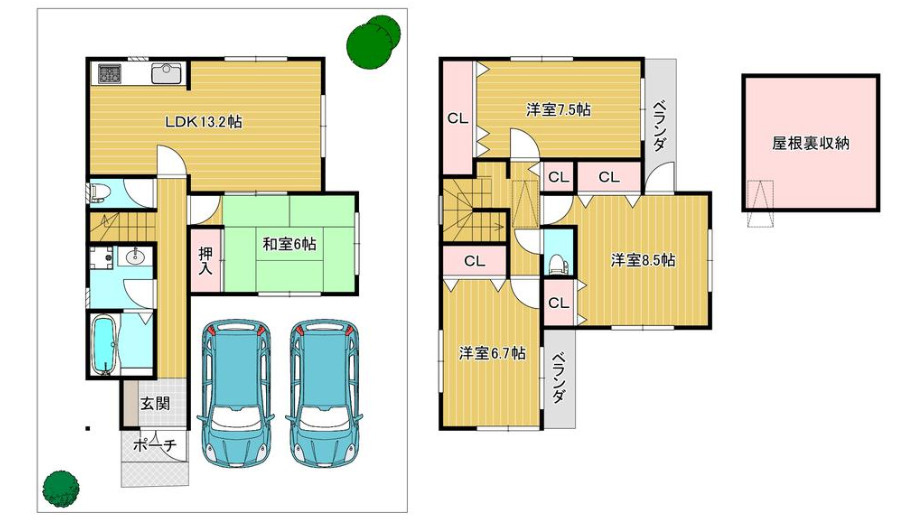 箕面市西小路３丁目　中古戸建の間取り