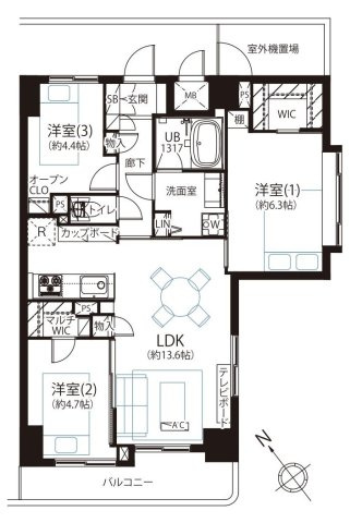 シーアイマンション池袋西の間取り|専有面積66.47㎡の3LDK
2箇所のWICなど収納も豊富な間取りです