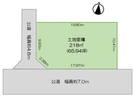 加古郡稲美町国岡3丁目　土地の土地図|約65.94坪です。