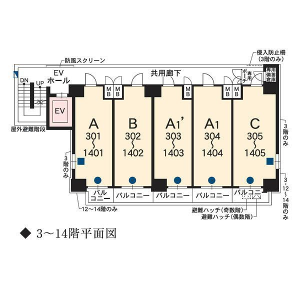 エステムコート名古屋新栄アクシスの区画図
