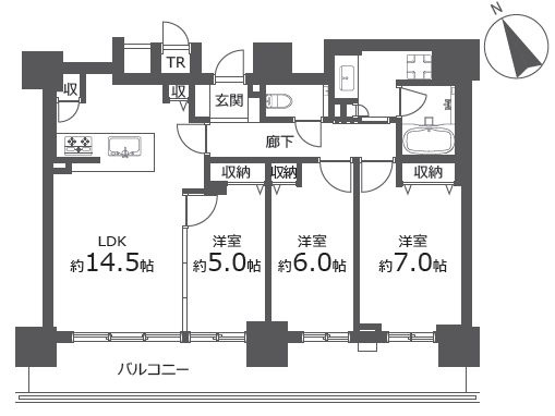 【間取り】 | ル・サンク宮の森センターテラス | 3LDK・ペット飼育相談可能・オートロック付き・トランクルーム有り
