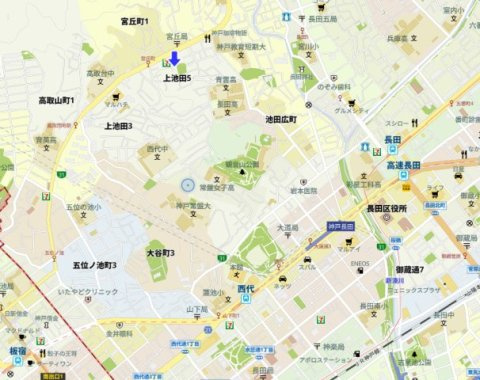 神戸市長田区上池田5丁目　新築戸建の地図