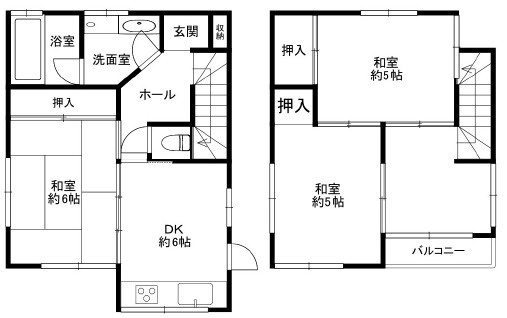 西宮市甲子園町　中古戸建の間取り|全室収納付きで空間を有効活用できます