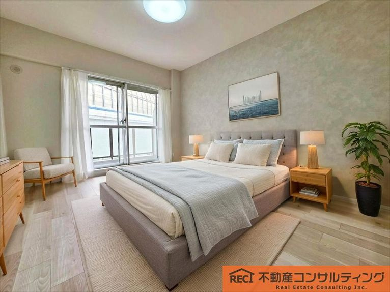 ドルミ灘B棟の寝室|南東角部屋で開放感のある室内！