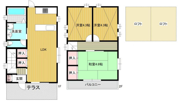 神戸市東灘区田中町4丁目　中古戸建の間取り|駅まで平坦で移動楽々♪