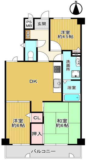 ライオンズマンション住吉川公園の間取り|3DK→2LDKとしての利用も可能