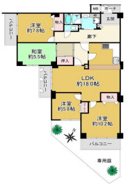 フローラハイツ岡本の間取り|専用庭付き！