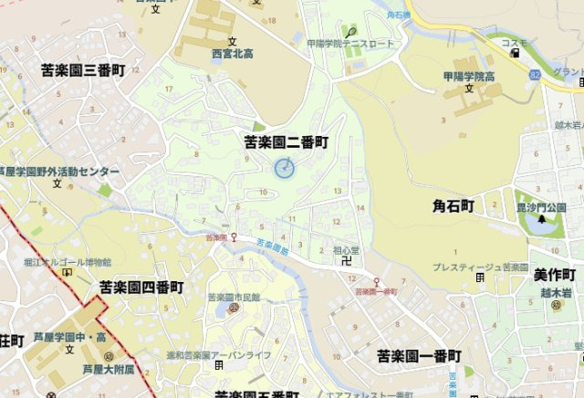 西宮市苦楽園二番町　中古戸建の地図