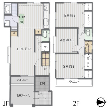 西宮市小松南町2丁目　中古戸建の間取り|阪神武庫川駅徒歩約8分