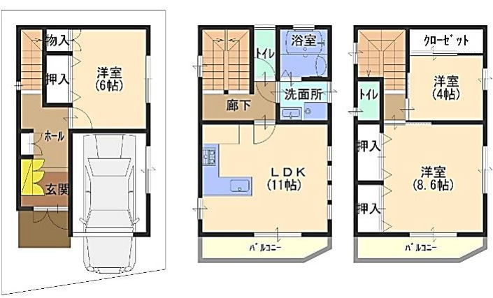 神戸市東灘区御影山手3丁目　中古戸建の間取り|安心の鉄骨造